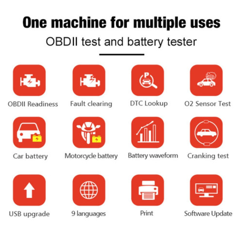 Konnwei KW870 2 en 1 voiture OBD2 Diagnostic de défaut + testeur de batterie SK5714643-09