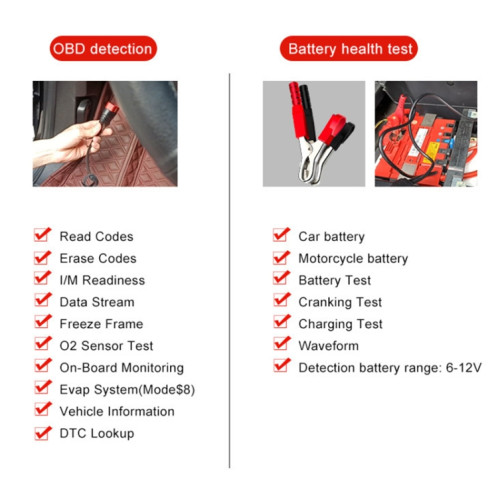 Konnwei KW870 2 en 1 voiture OBD2 Diagnostic de défaut + testeur de batterie SK5714643-09