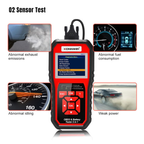 Konnwei KW870 2 en 1 voiture OBD2 Diagnostic de défaut + testeur de batterie SK5714643-09