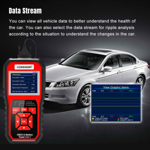 Konnwei KW870 2 en 1 voiture OBD2 Diagnostic de défaut + testeur de batterie SK5714643-09