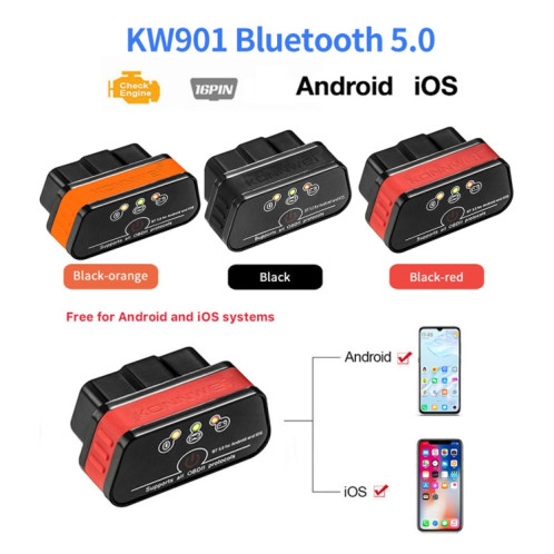 Konnwei KW901 Android Phone OBD2 Car Bluetooth 5.0 Outils de numérisation de diagnostic (orange) SK715E942-08