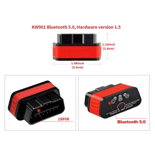 Konnwei KW901 Android Phone OBD2 Car Bluetooth 5.0 Outils de numérisation de diagnostic (orange) SK715E942-08