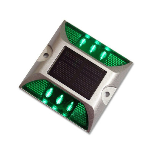 Lumière de décélération de route de lumière de guidage de voiture de lumière de goujon de route carré solaire, Version constamment lumineuse (verte) SH811G1205-08