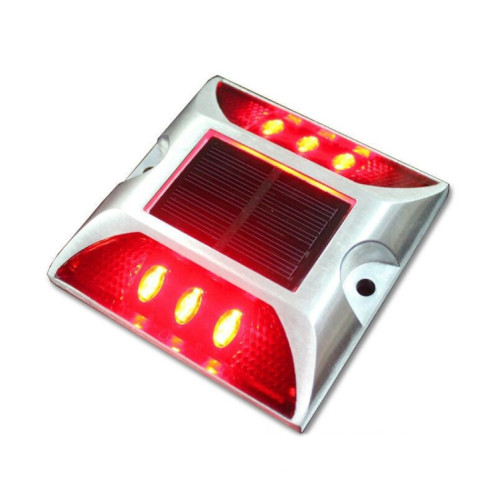 Lumière de décélération de route de lumière de guidage de voiture de lumière de goujon de route carré solaire, version constamment lumineuse (rouge) SH811R676-08