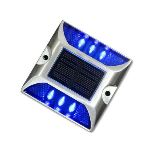 Lumière de décélération de route de lumière de guidage de voiture de lumière de goujon de route carré solaire, Version lumineuse clignotante (bleu) SH812L515-08