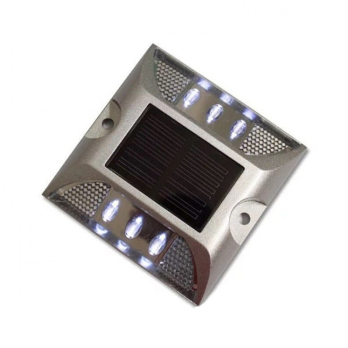 Lumière de décélération de route de lumière de guidage de voiture de lumière carrée solaire de goujon de route, version lumineuse clignotante (blanc) SH812W1190-08