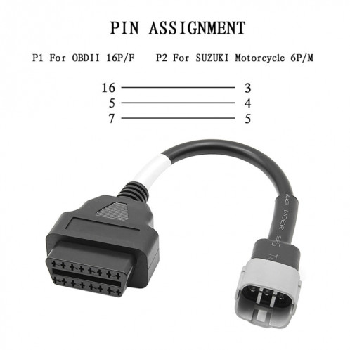 Moto OBD 16PIN Femelle à 6PIN Câble de Connecteur pour Suzuki SH58781859-05