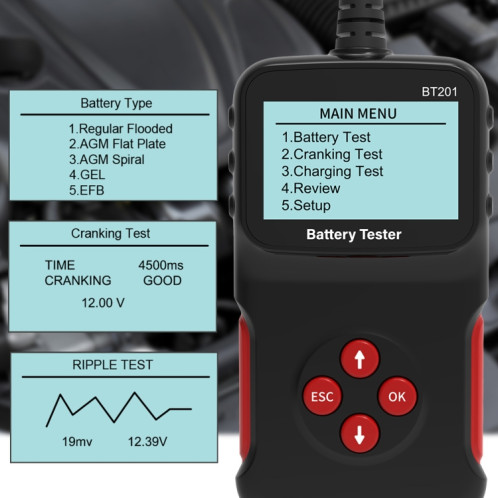 Détecteur de défaut de diagnostic de batterie multifonctionnelle de voiture BT201 12V SH58851394-07