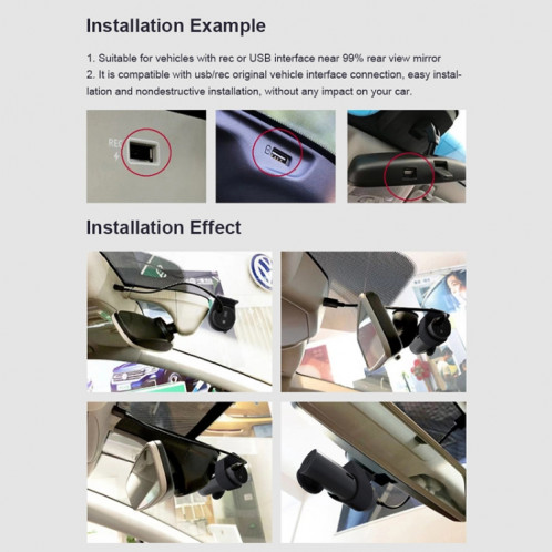 Voiture WiFi double caméra cachée enregistreur de conduite de voiture à rotation de 360 degrés SH5971349-08