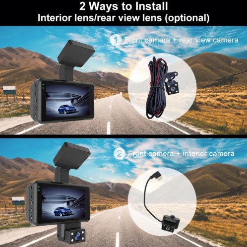 Enregistreur de conduite de caméra de tableau de bord de voiture de vision nocturne infrarouge HD à double caméra avant et intérieure SH59731838-011