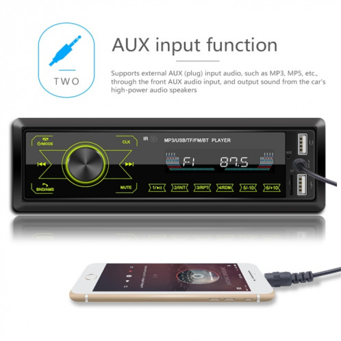 Lecteur MP3 de récepteur d'autoradio M10 12V, prise en charge des appels mains libres Bluetooth / carte FM / USB / SD SH60651963-015