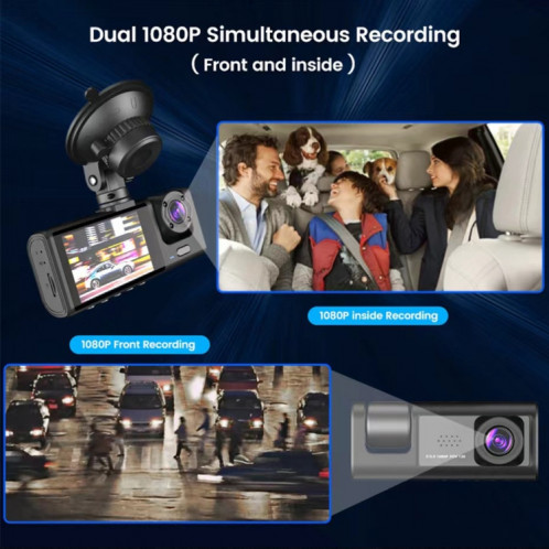 Enregistreur de conduite de voiture de vision nocturne HD vidéo A1 à 3 lentilles SH61441246-010