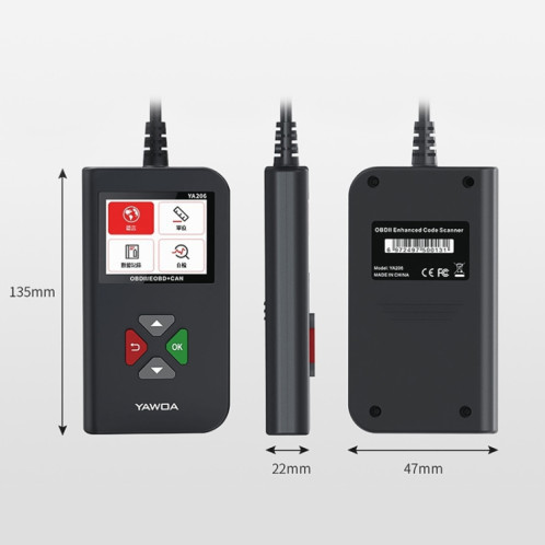 YA206 Lecteur de code de voiture OBD2 Outil de diagnostic de détecteur de défaut SH77901845-08