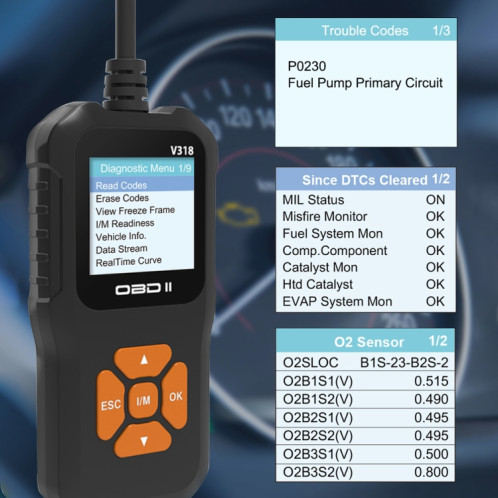 V318 Car OBD2 Lecteur de code d'outil de diagnostic d'écran couleur SH79661892-010
