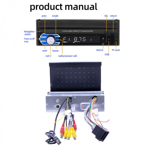 HD 7 pouces simple Din voiture lecteur Android Navigation GPS Radio stéréo tactile Bluetooth, lien de miroir de soutien et FM et WIFI SH9618804-020