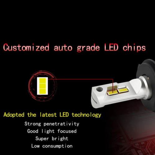 2 PCS P18 H7 DC11-30V 52W 6500K 6500LM lampes de phare de voiture LED SH9691907-011