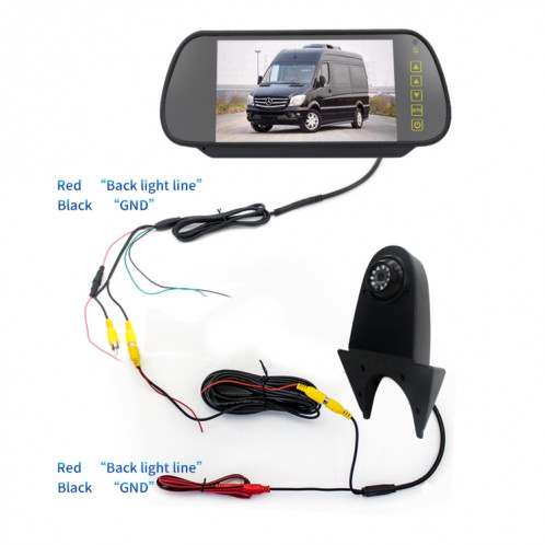 Caméra de recul étanche pour voiture PZ506 + moniteur de recul de 7 pouces pour Mercedes Benz SH97191094-08