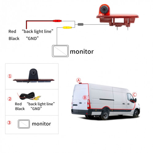 PZ463 caméra de vue étanche à 170 degrés pour voiture + moniteur de vision arrière 7 pouces pour Renault / Opel SH97221192-013