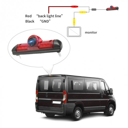 PZ460 voiture étanche HD caméra de vue de feu de freinage haute Position + moniteur de vue arrière 7 pouces pour Fiat / citroën / Peugeot SH9725236-012