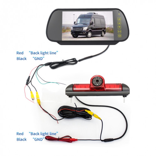 PZ460 voiture étanche HD caméra de vue de feu de freinage haute Position + moniteur de vue arrière 7 pouces pour Fiat / citroën / Peugeot SH9725236-012