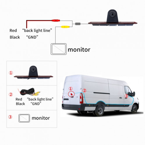 PZ461 voiture étanche haute Position feu arrière feu stop caméra de vue pour Mercedes Benz / Volkswagen SH9730160-010