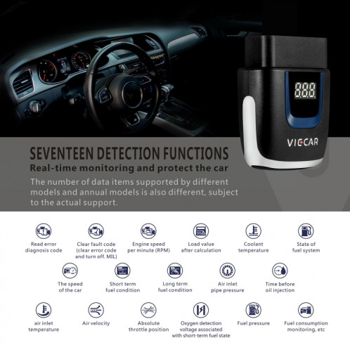 Viecar VP003 voiture Mini OBD + USB / Type-C Interface détecteur de défaut V2.2 outil de Diagnostic Bluetooth SH98261868-011