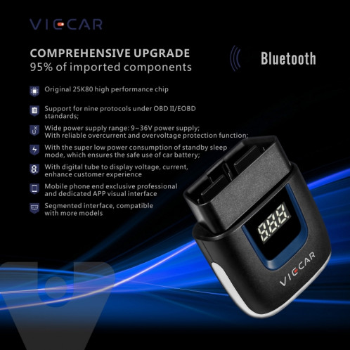 Viecar VP003 voiture Mini OBD + USB / Type-C Interface détecteur de défaut V2.2 outil de Diagnostic Bluetooth SH98261868-011