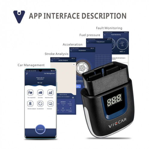 Viecar VP003 voiture Mini OBD + USB / Type-C Interface détecteur de défaut V2.2 outil de Diagnostic Bluetooth SH98261868-011