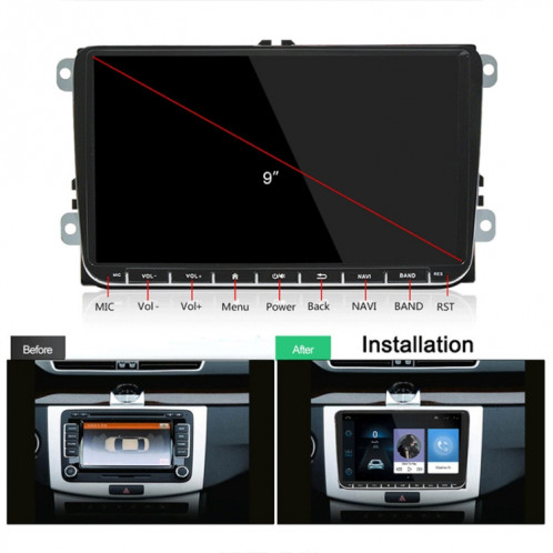 CKVW92 HD 9 pouces 2 Din Android 6.0 Lecteur MP5 de voiture Navigation GPS Lecteur multimédia Radio stéréo Bluetooth pour Volkswagen, prise en charge du lien FM et miroir, Version de la carte de l'Europe SH99731693-015