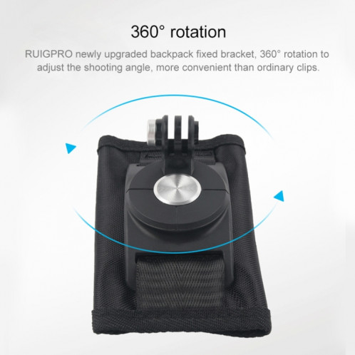 360 degrés rotation rapide libération sangle montage épaule sac à dos pour GoPro HERO6 / 5/5 Session / 4 Session / 4/3 + / 3/2/1, Xiaoyi et autres caméras d'action (Noir) SH593B1390-010