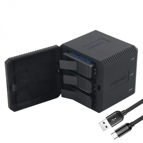 Boîtier Chargeur USB Triple Batteries avec Câble USB et Voyant LED pour GoPro HERO6 / 5 (Noir) SH594B1519-08