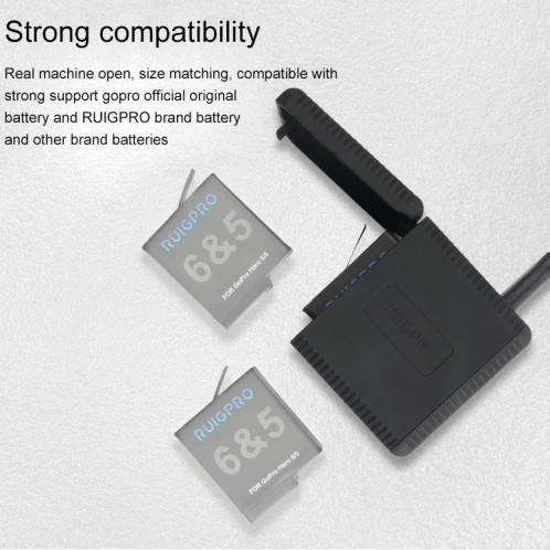 Boîtier Chargeur USB Triple Batteries avec Câble USB et Voyant LED pour GoPro HERO6 / 5 (Noir) SH594B1519-08