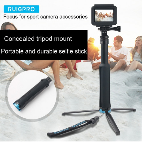 Trépied portable pliable Selfie Monopod Stick pour GoPro HERO6 / 5 Session / 5/4 Session / 4/3 + / 3/2/1, caméras de sport Xiaoyi, Longueur: 23,5-81cm SH05961366-012