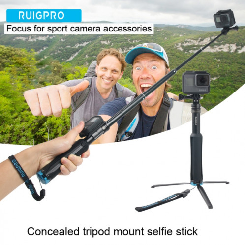 Trépied portable pliable Selfie Monopod Stick pour GoPro HERO6 / 5 Session / 5/4 Session / 4/3 + / 3/2/1, caméras de sport Xiaoyi, Longueur: 23,5-81cm SH05961366-012