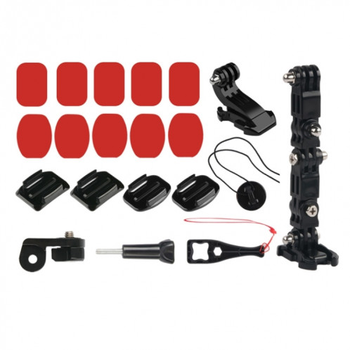 Kit de montage fixe pour bras multi-articulation adhésif pour casque de cyclisme avec support de boucle, adaptateur et vis pour crochet GoPro pour caméra GoPro HERO7 / 6/5/5/4 session / 4/3 + / 3/2/1, Xiaoyi et autres SH06061442-015