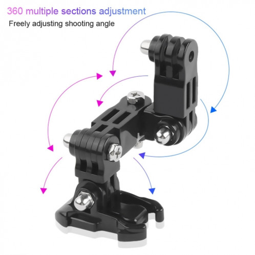 Kit de montage fixe pour bras multi-articulation adhésif pour casque de cyclisme avec support de boucle, adaptateur et vis pour crochet GoPro pour caméra GoPro HERO7 / 6/5/5/4 session / 4/3 + / 3/2/1, Xiaoyi et autres SH06061442-015