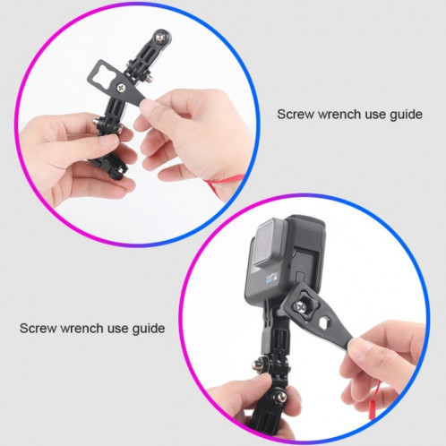 Kit de montage fixe pour bras multi-articulation adhésif pour casque de cyclisme avec support de boucle, adaptateur et vis pour crochet GoPro pour caméra GoPro HERO7 / 6/5/5/4 session / 4/3 + / 3/2/1, Xiaoyi et autres SH06061442-015
