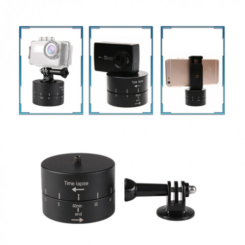 Rotation automatique à 360 degrés Adaptateur principal de trépied pour stabilisateur en accéléré pour GoPro (noir) SH659B153-010