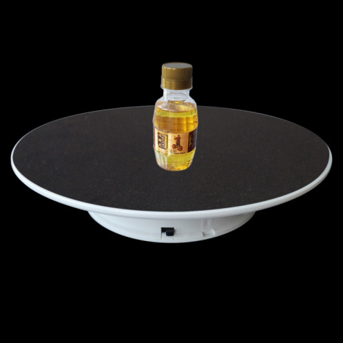 25cm 360 degrés Transformation de platine tournante électrique Stand de prise de vue vidéo PLATTABLE pour la photographie, charge 3 kg, alimenté par batterie (blanc noir) SH68BW222-06