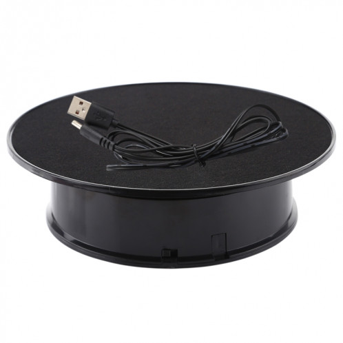 20cm 360 degrés Tourne-disque électrique rotatif présentoir photographie accessoires de prise de vue vidéo plateau tournant, charge 1,5 kg, alimenté par batterie et USB (noir) SH871B647-06