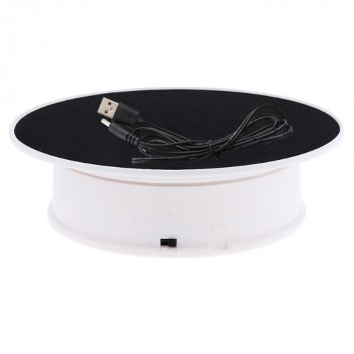 20cm 360 degrés électrique tourne-disque présentoir photographie vidéo accessoires de prise de vue plateau tournant, charge 1,5 kg, alimenté par batterie USB (blanc + noir) SH71WB1384-06
