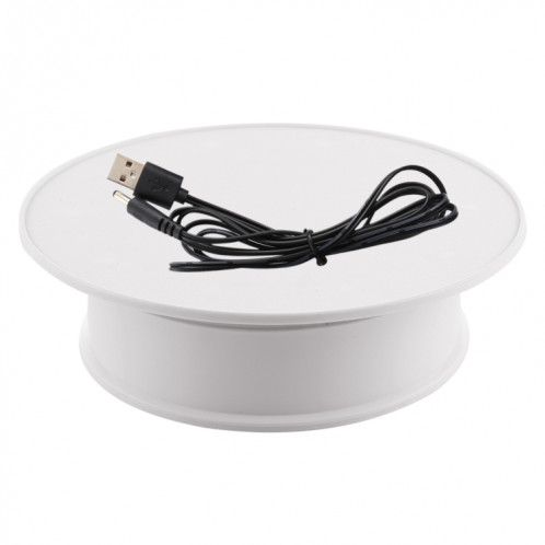 20cm 360 degrés électrique tourne-disque présentoir photographie vidéo accessoires de prise de vue plateau tournant, charge 1,5 kg, alimenté par batterie et USB (blanc) SH871W825-06