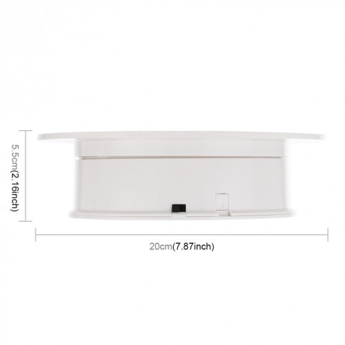 20cm 360 degrés électrique tourne-disque présentoir photographie vidéo accessoires de prise de vue plateau tournant, charge 1,5 kg, alimenté par batterie et USB (blanc) SH871W825-06