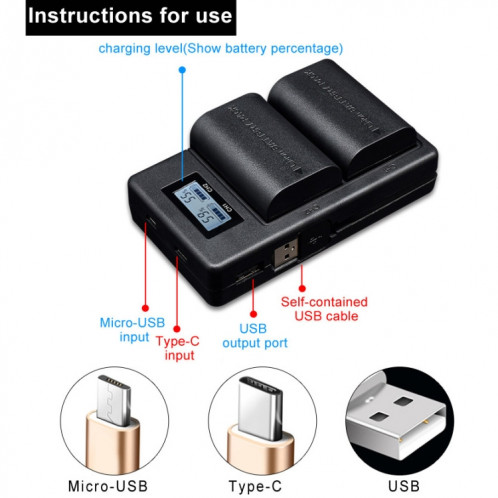 LP-E6 Digital Camera SLR Battery Chargeur LCD numérique pour Canon Series SH0929357-09