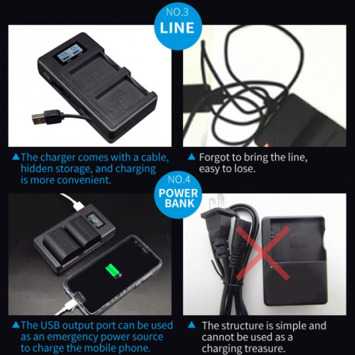 LP-E6 Digital Camera SLR Battery Chargeur LCD numérique pour Canon Series SH0929357-09