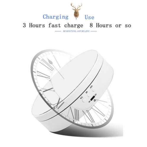 13,8 cm USB charge Smart 360 degrés rotatif plateau d'affichage présentoir vidéo accessoires de prise de vue plateau tournant pour la photographie, charge 3 kg (noir) SH942B1238-014