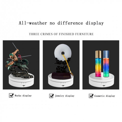 13,8 cm USB charge Smart 360 degrés rotatif plateau d'affichage présentoir vidéo accessoires de prise de vue plateau tournant pour la photographie, charge 3 kg (noir) SH942B1238-014
