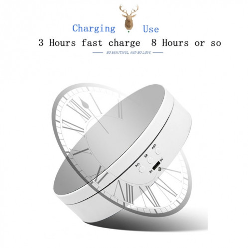 13.8cm Style miroir USB charge Smart 360 degrés rotatif plateau d'affichage présentoir vidéo accessoires de prise de vue plateau tournant pour la photographie, charge 3 kg (blanc) SH943W794-014