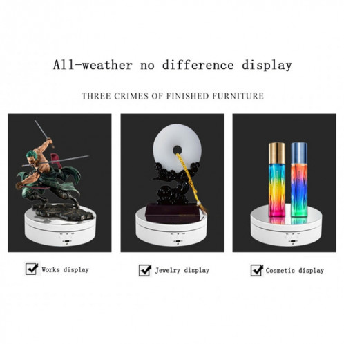 13.8cm Style miroir USB charge Smart 360 degrés rotatif plateau d'affichage présentoir vidéo accessoires de prise de vue plateau tournant pour la photographie, charge 3 kg (blanc) SH943W794-014