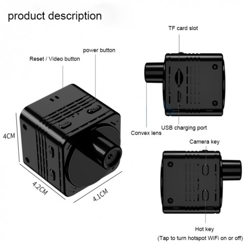 R89 Full HD 1080P WiFi Mini caméra enregistreur DV, détection de moniteur de soutien et Vision nocturne et enregistrement en boucle et carte TF SH09481811-016